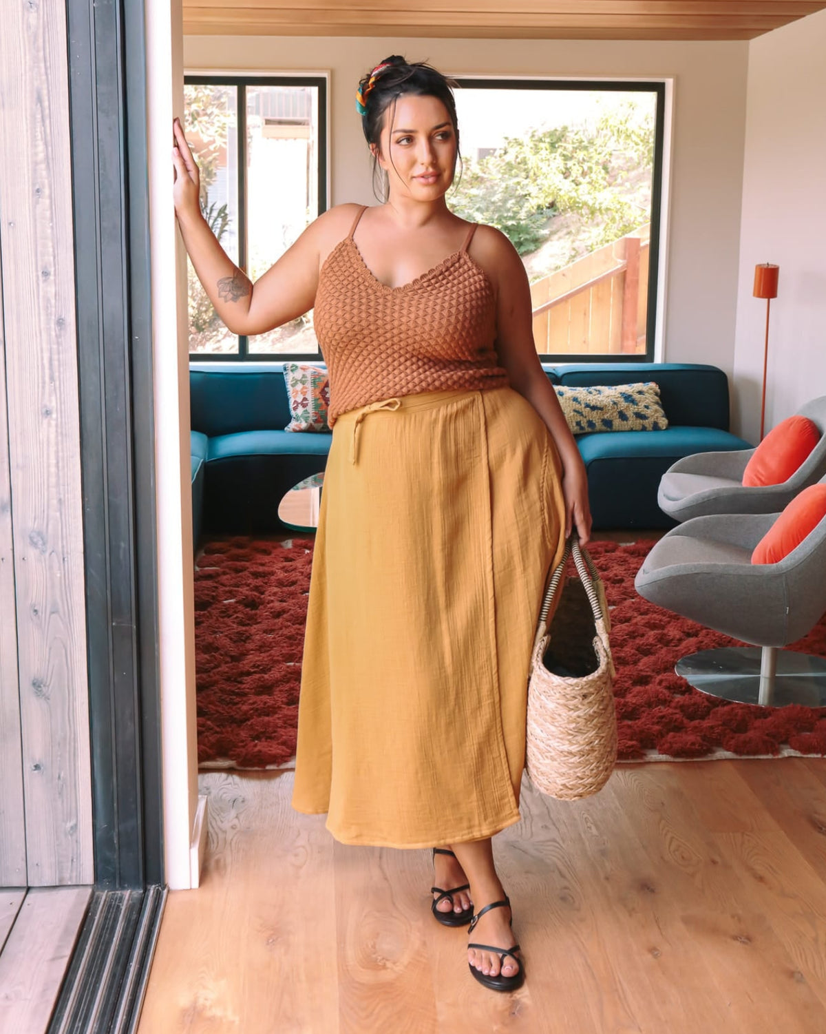 OddBird Co. Loungewear *E.E.L.E* Abla A-Line Wrap Skirt - Marigold