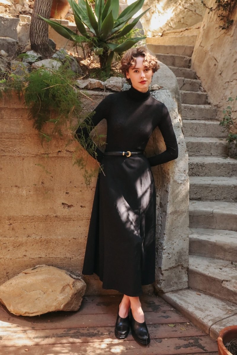 Abla A-Line Wrap Skirt - Jet Black - KLEABLABLKIXSS - OddBird Co.