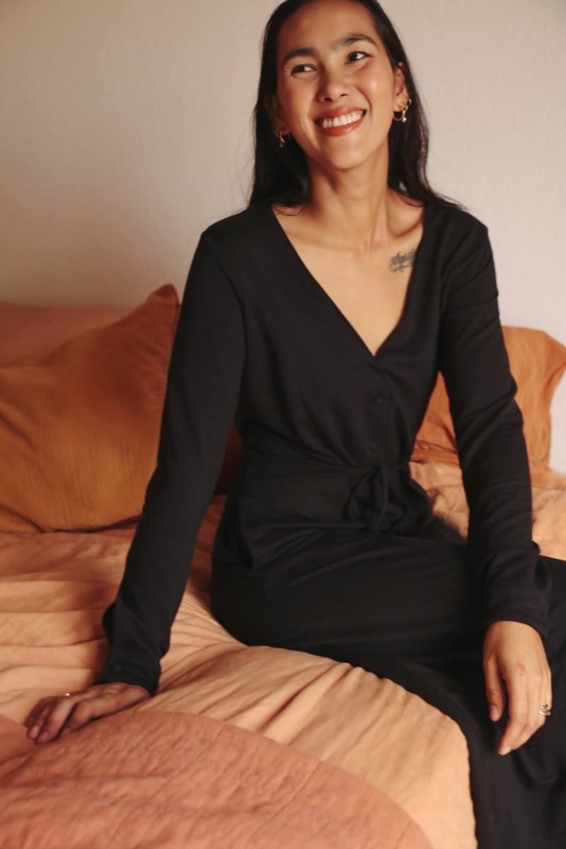 OddBird Loungewear Afet Dress - Signature Black