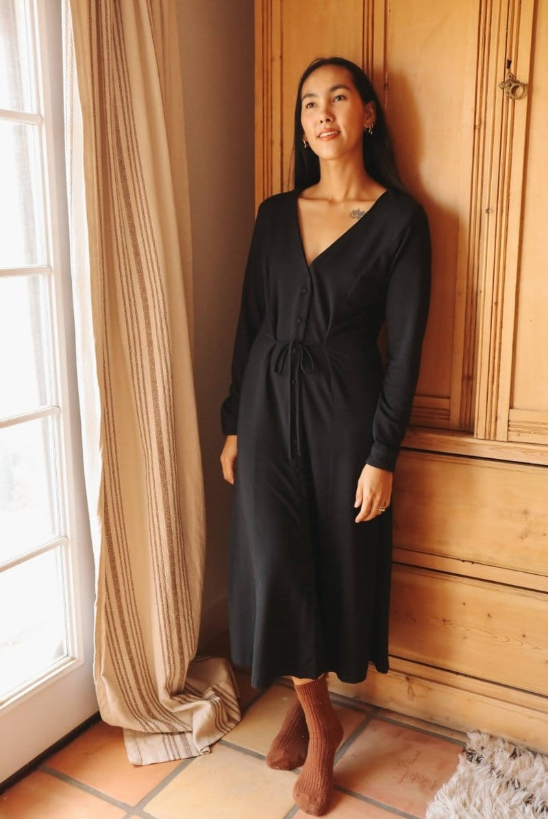 OddBird Loungewear Afet Dress - Signature Black