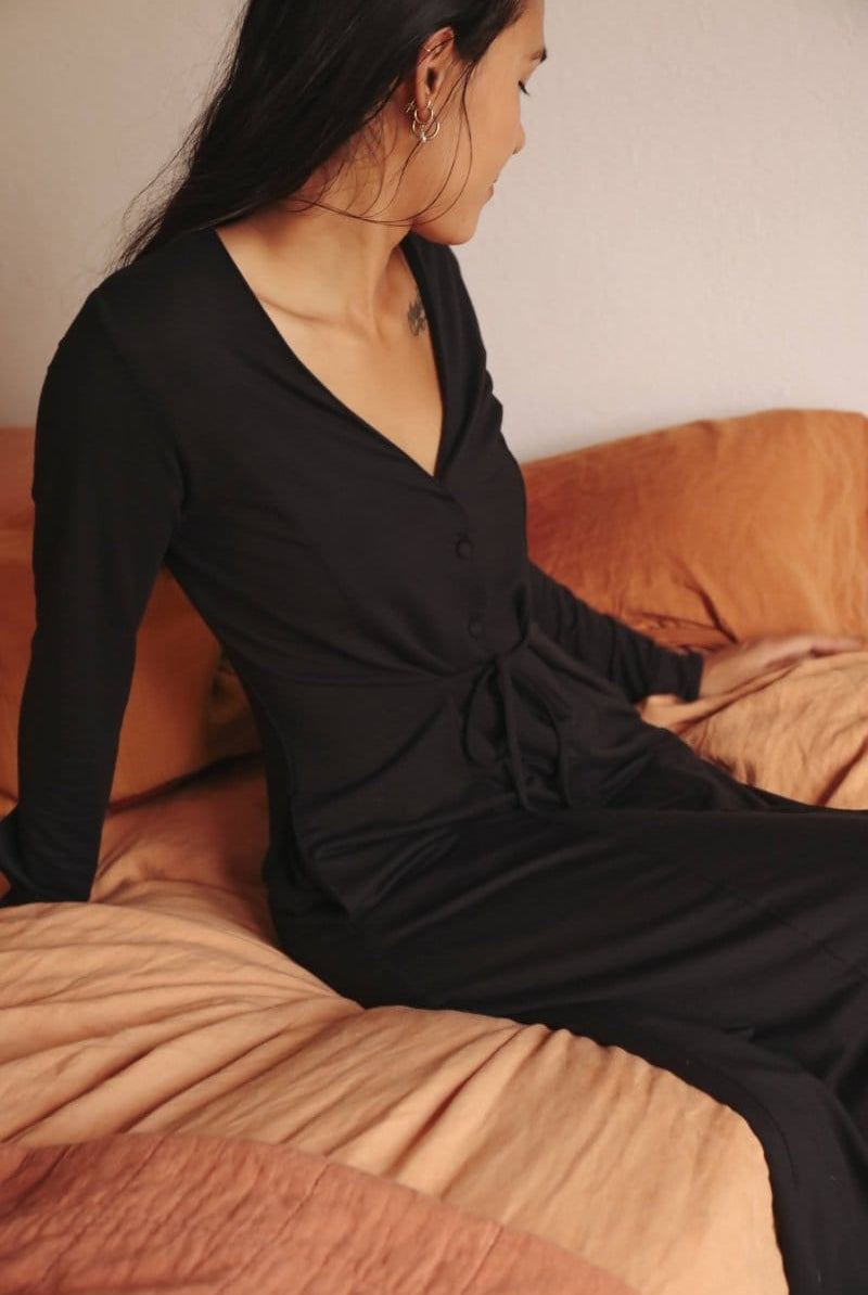 OddBird Loungewear Afet Dress - Signature Black