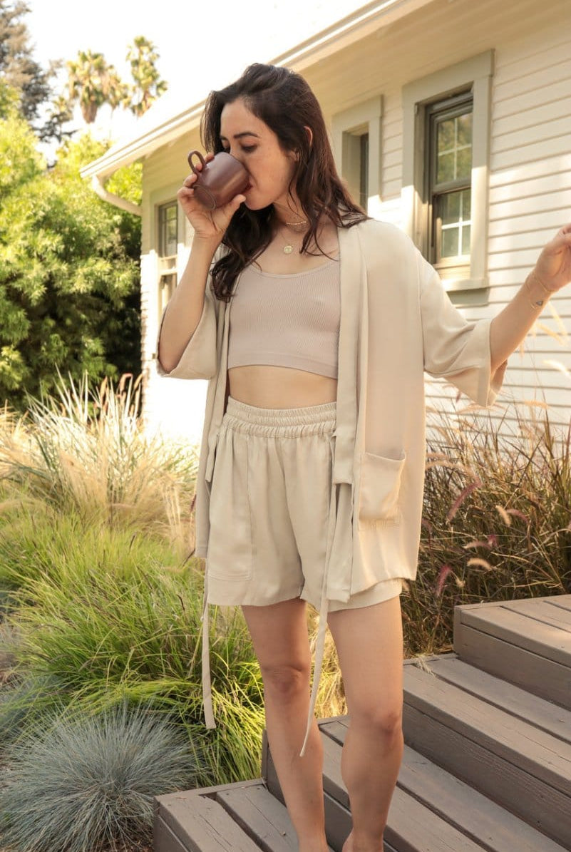 OddBird Loungewear Eco Satin Kardeş Loungewear Shorts - SECONDS/SAMPLE