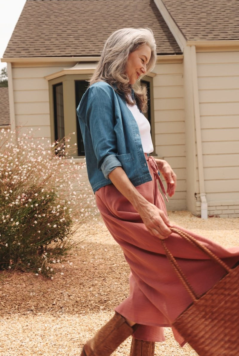 *E.E.L.E* Abla A-Line Wrap Skirt - Canyon Rose - KLEABLACRXSS - OddBird Co.