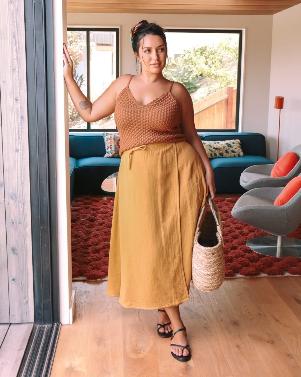 *E.E.L.E* Abla A-Line Wrap Skirt - Marigold - - OddBird Co.