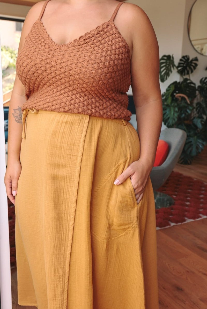 *E.E.L.E* Abla A-Line Wrap Skirt - Marigold - - OddBird Co.