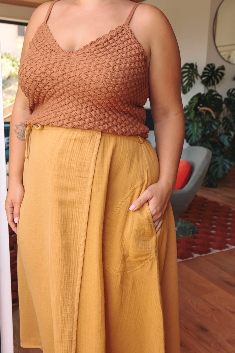 *E.E.L.E* Abla A-Line Wrap Skirt - Marigold - - OddBird Co.
