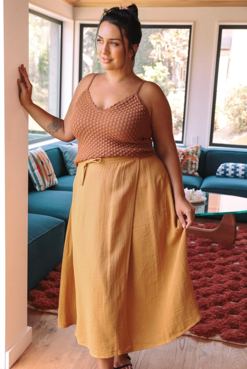 *E.E.L.E* Abla A-Line Wrap Skirt - Marigold - - OddBird Co.