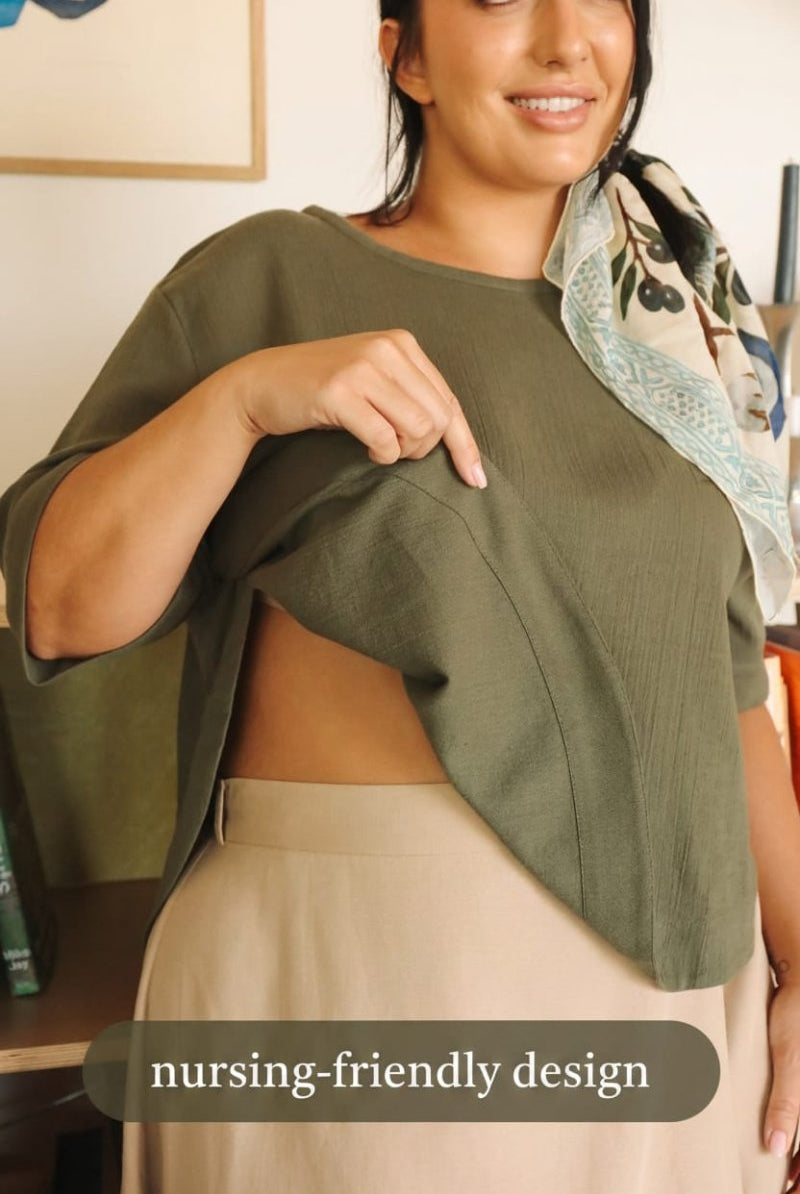 *E.L.L.E* Harika Shirt - Olive - TLEHARIKAOLIVXSS - OddBird Co.