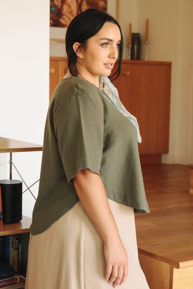 *E.L.L.E* Harika Shirt - Olive - TLEHARIKAOLIVXSS - OddBird Co.