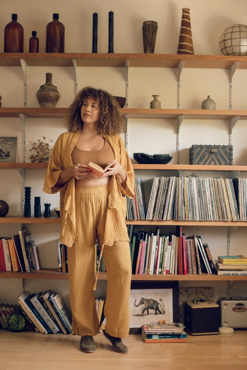 Kardeş Loungewear Separates - Marigold - LKSTOPMGXS2 - OddBird Co.