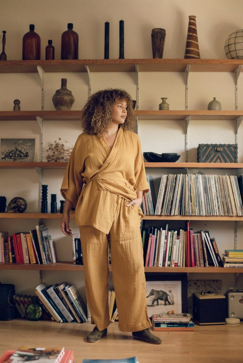 Kardeş Loungewear Separates - Marigold - LKSTOPMGXS2 - OddBird Co.