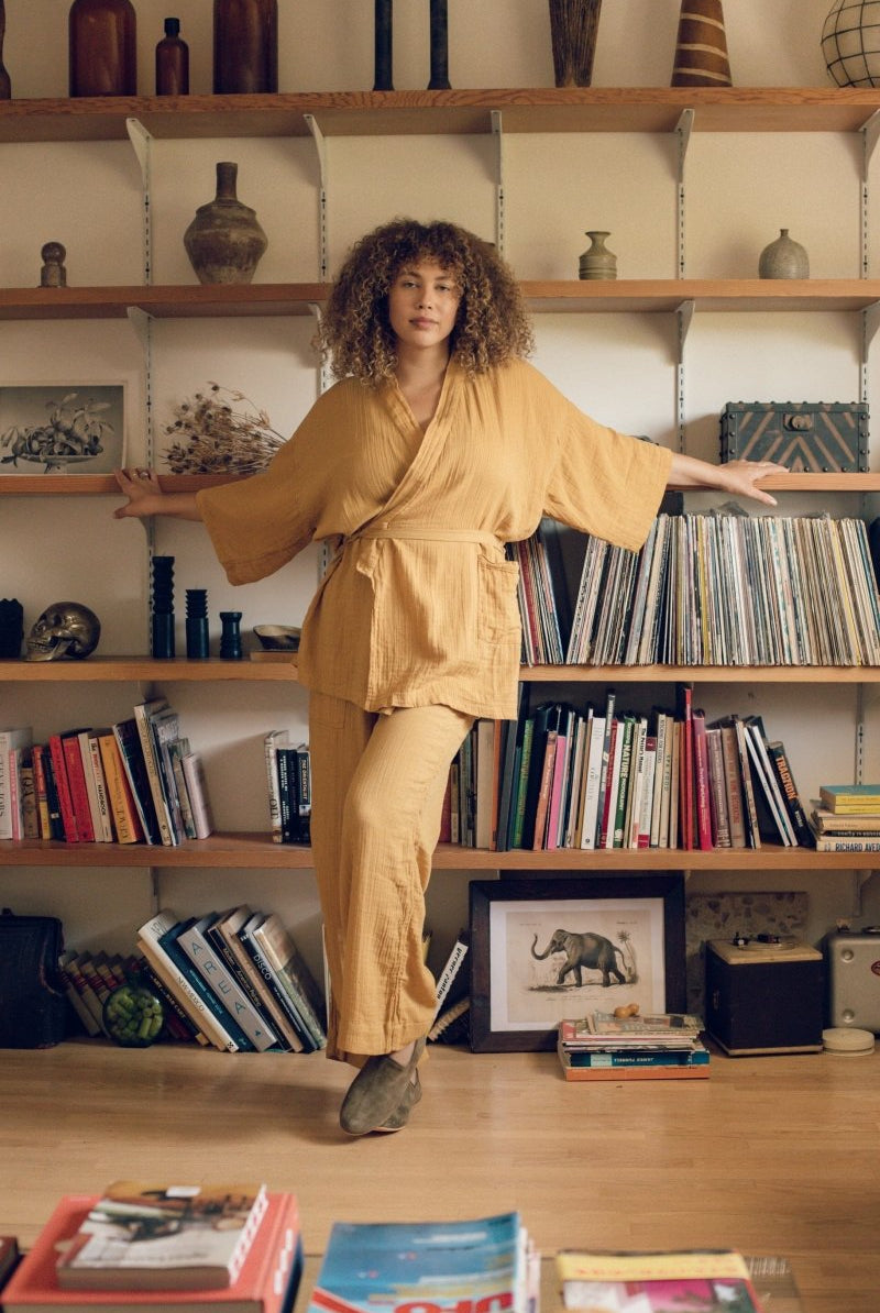 Kardeş Loungewear Separates - Marigold - LKSTOPMGXS2 - OddBird Co.