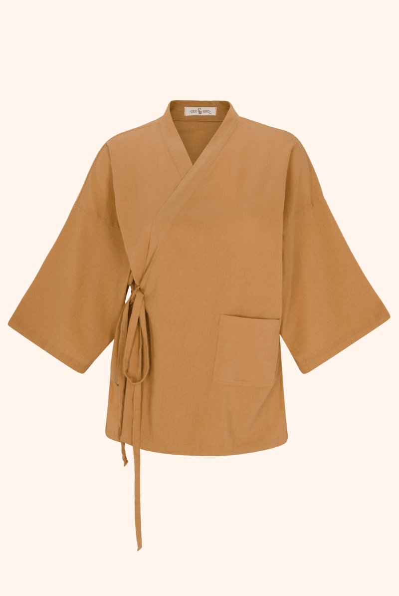 Kardeş Şile Loungewear Separates - Kahve - XLKSTOPK1X - OddBird Co.