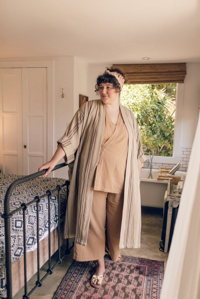 Kardeş Şile Loungewear Separates - Kahve - XLKSTOPK1X - OddBird Co.