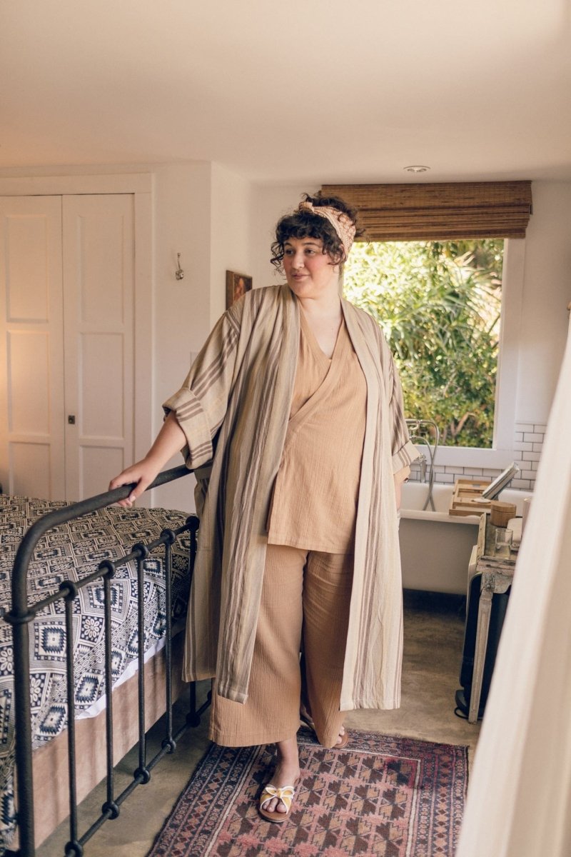 Kardeş Şile Loungewear Separates - Kahve - XLKSTOPK1X - OddBird Co.