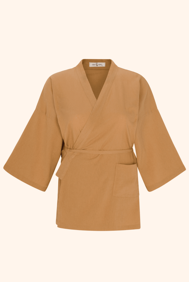 Kardeş Şile Loungewear Separates - Kahve - XLKSTOPK1X - OddBird Co.