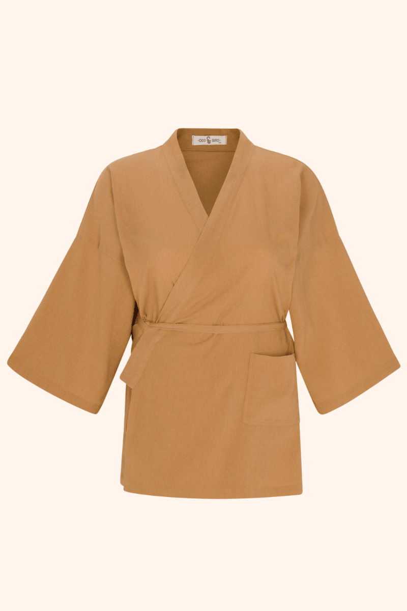 Kardeş Şile Loungewear Separates - Kahve - XLKSTOPK1X - OddBird Co.