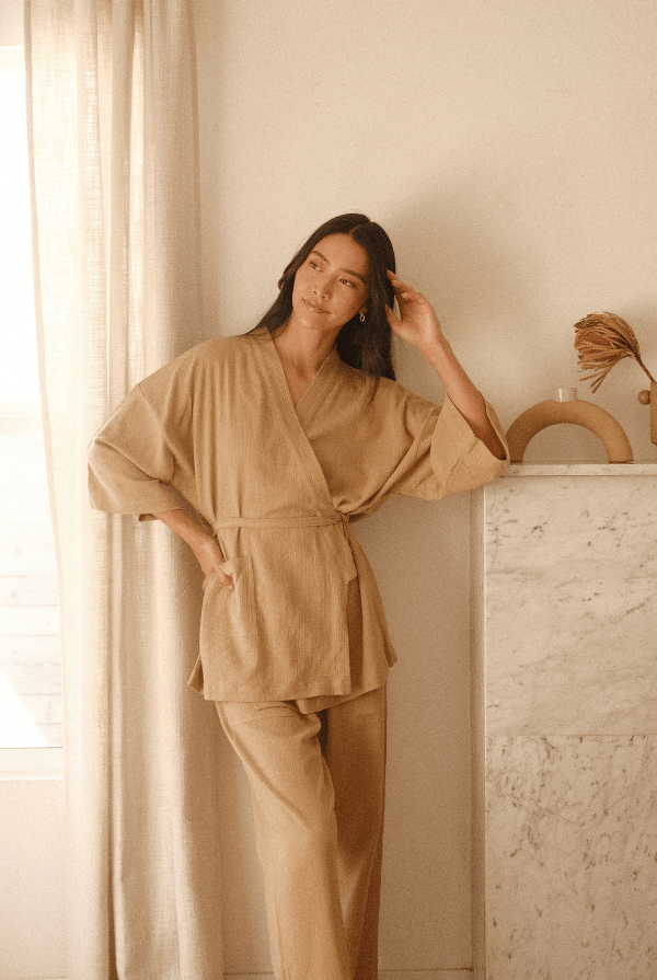 OddBird Loungewear Kardeş Şile Loungewear Separates - Mediterranean Sand