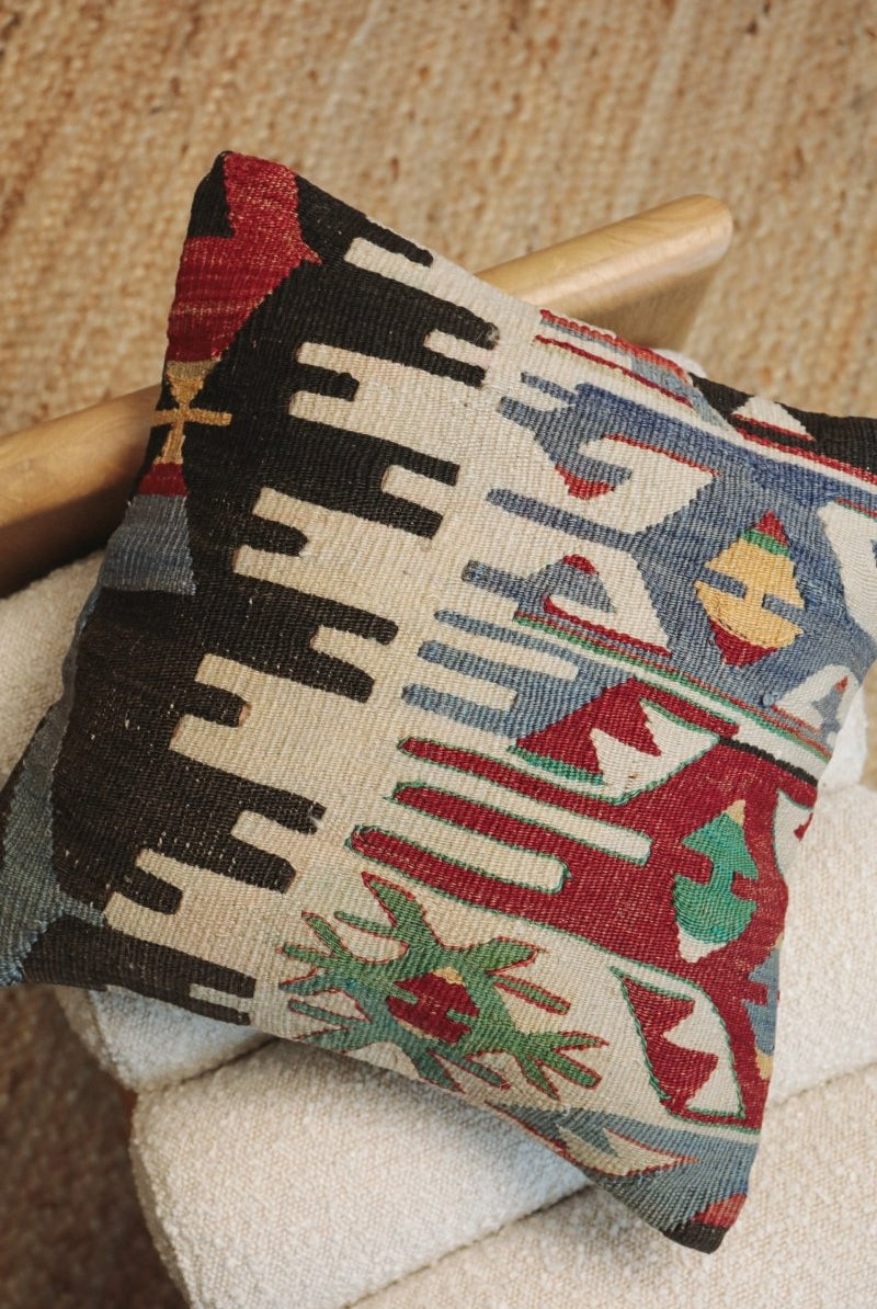 Kilim Square Pillow On Beş - PC119 - OddBird Co.