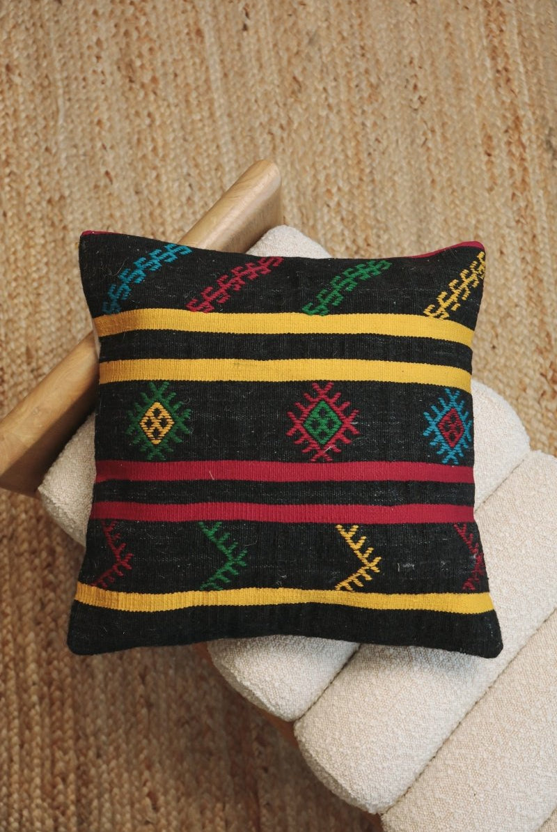 Kilim Square Pillow On Dokuz - PC45 - OddBird Co.