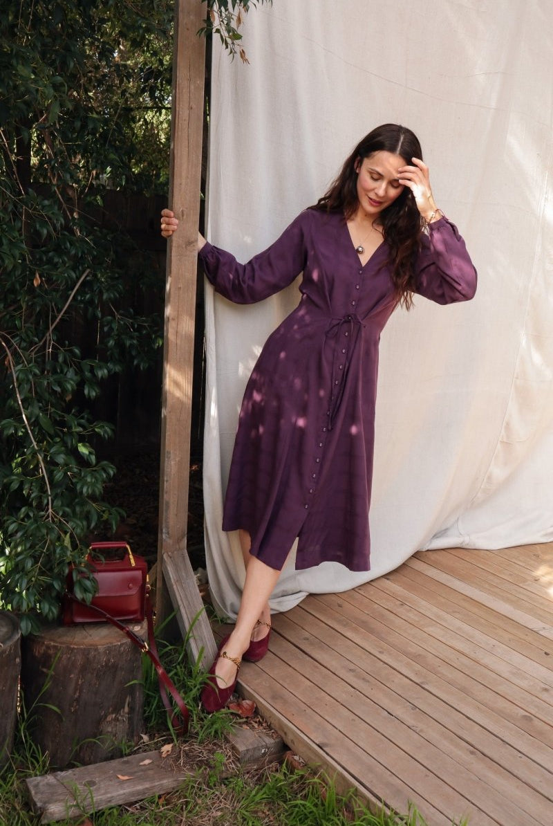 Limited Edition Dilek Dress - Long - Sleeve - DLEDILEKLSPLUMXS - OddBird Co.