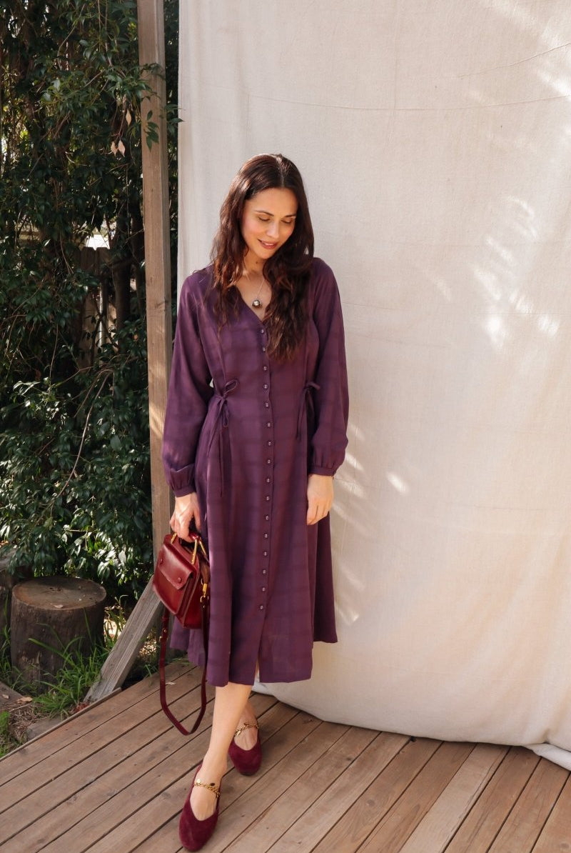 Limited Edition Dilek Dress - Long - Sleeve - DLEDILEKLSPLUMXS - OddBird Co.