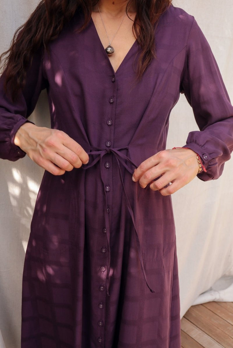 Limited Edition Dilek Dress - Long - Sleeve - DLEDILEKLSPLUMXS - OddBird Co.