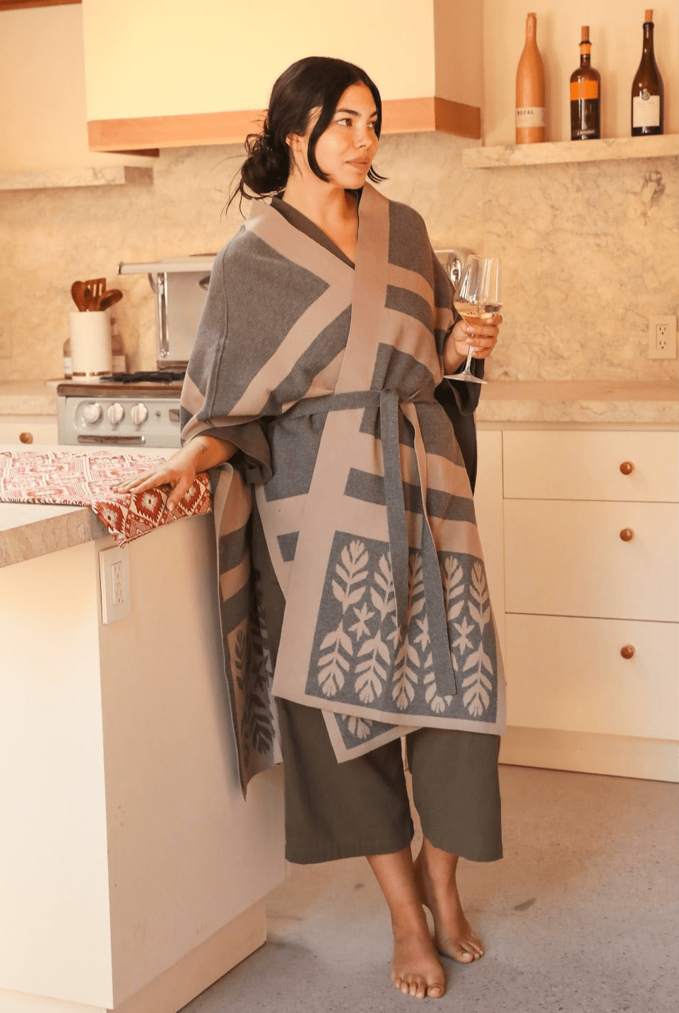 OddBird Loungewear Limited Edition Sarıl 4-Way Knit - Printed Latte - PREORDER