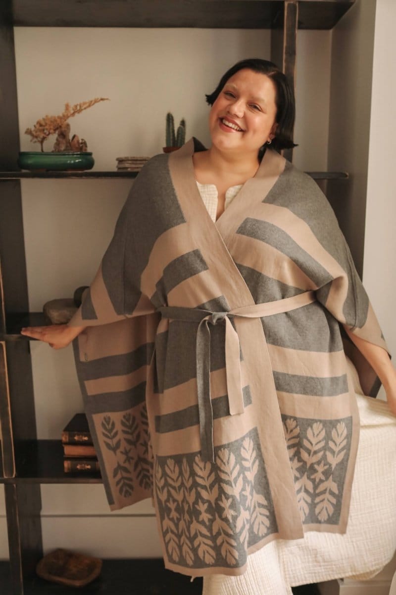 OddBird Loungewear Limited Edition Sarıl 4-Way Knit - Printed Latte - PREORDER