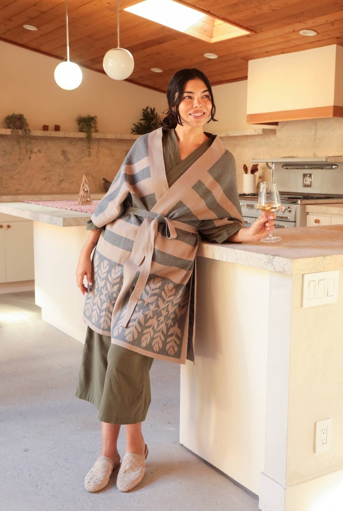 OddBird Loungewear Limited Edition Sarıl 4-Way Knit - Printed Latte - PREORDER