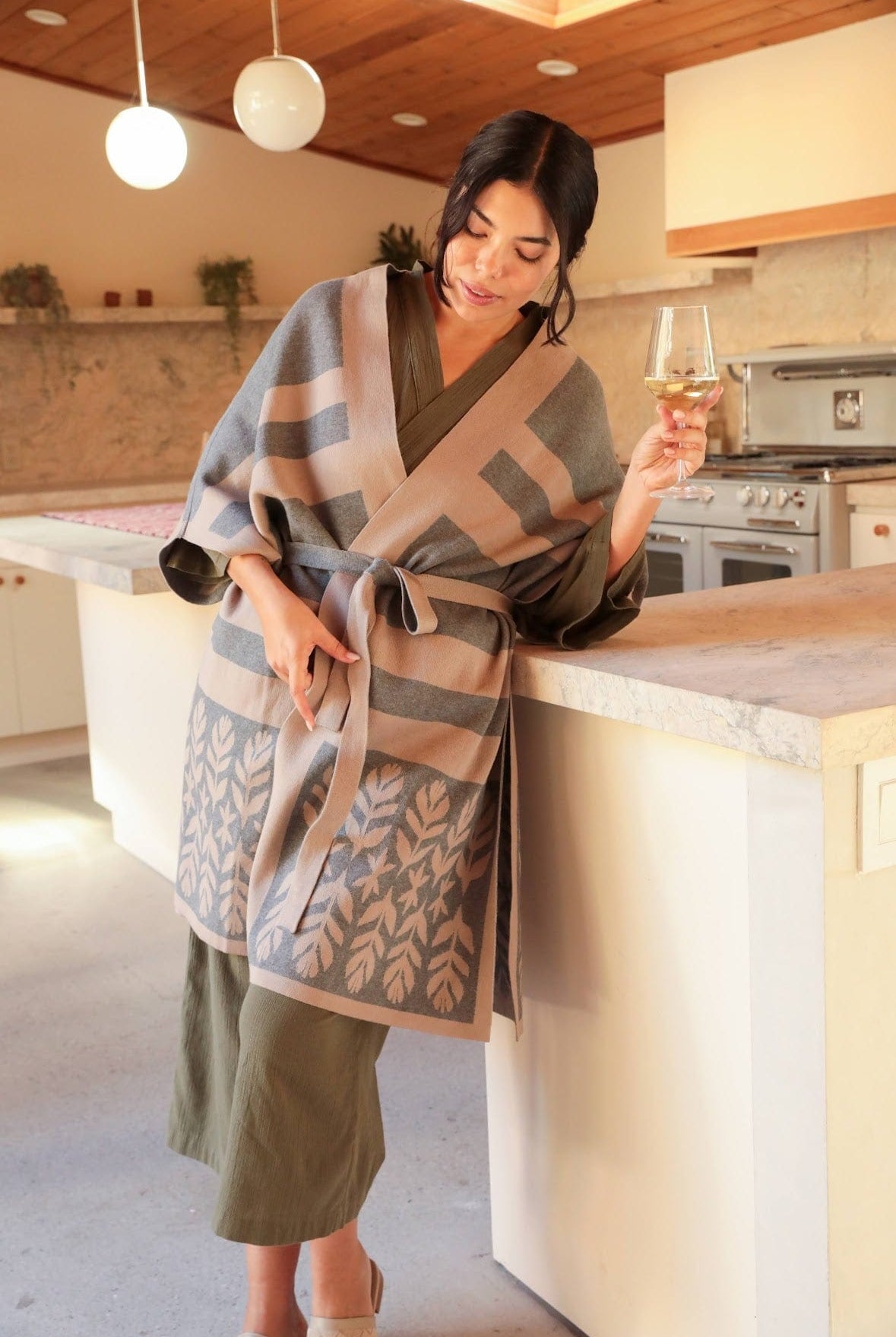 OddBird Loungewear Limited Edition Sarıl 4-Way Knit - Printed Latte - PREORDER