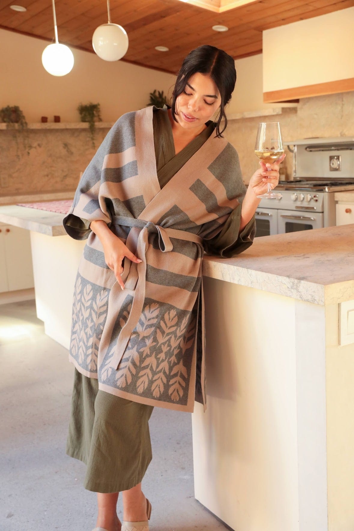 OddBird Loungewear Limited Edition Sarıl 4-Way Knit - Printed Latte - PREORDER