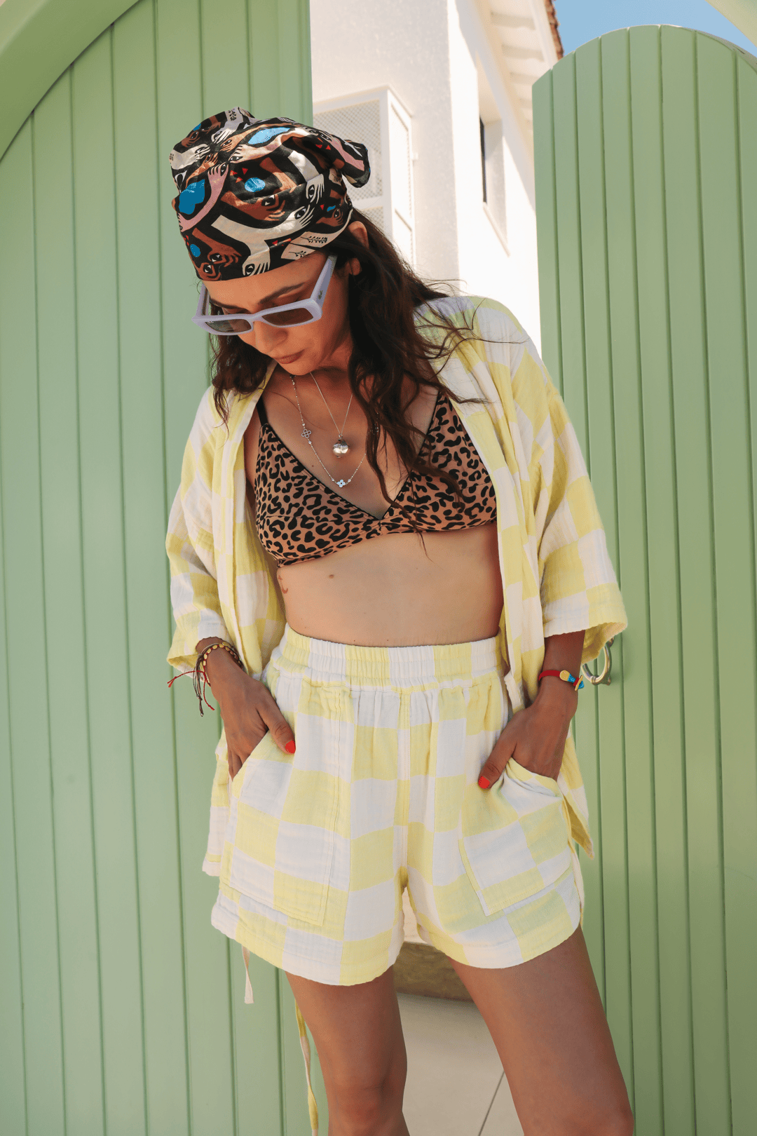 OddBird Loungewear Kardeş Loungewear Shorts - Limonata Check