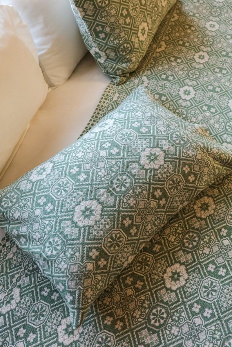 OddBird Blankets Sage Green Mosaic Handwoven Pillowcases