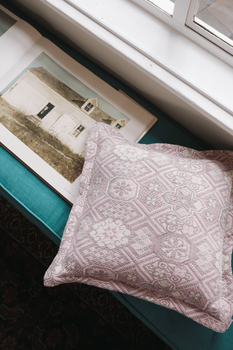 OddBird Blankets Vintage Pink Mosaic Handwoven Throw Pillow