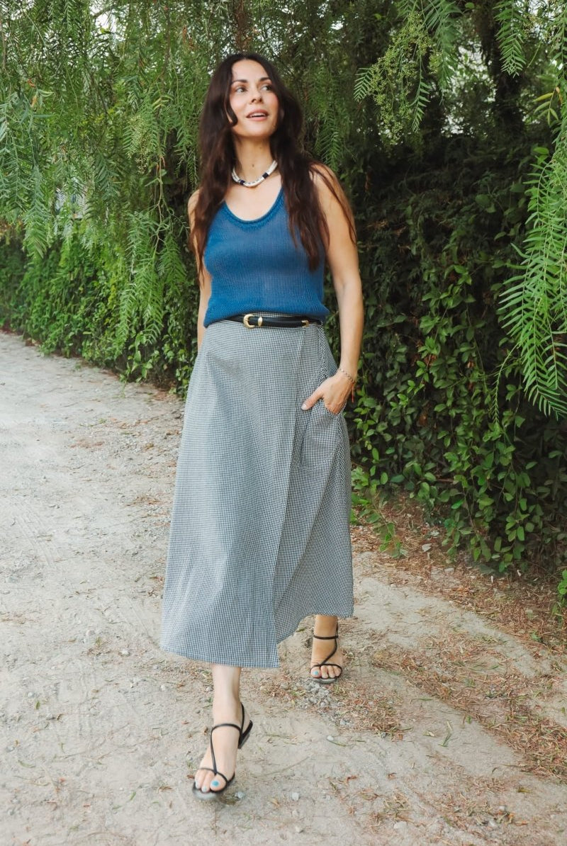 *NEW* Abla A-Line Wrap Skirt - Gingham - - OddBird Co.