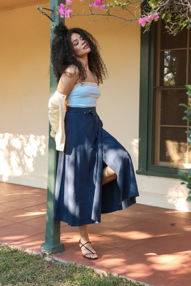 *NEW* Abla A - Line Wrap Skirt - Indigo - KLEEMREINDIXSS - OddBird Co.