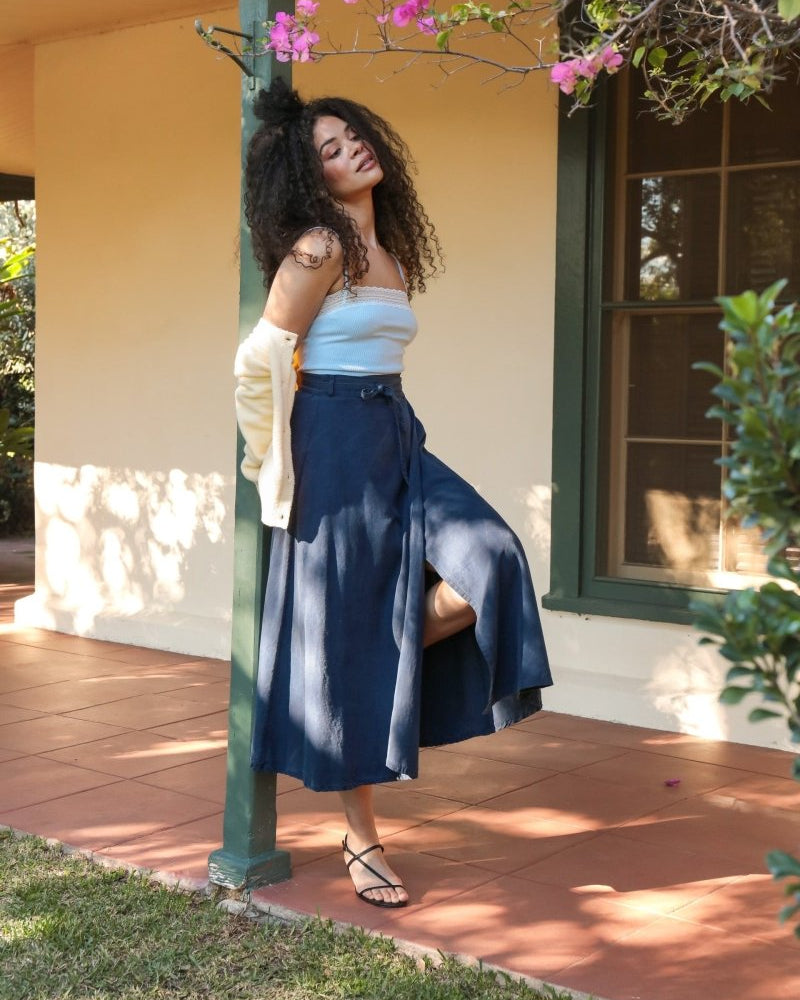 *NEW* Abla A - Line Wrap Skirt - Indigo - KLEEMREINDIXSS - OddBird Co.
