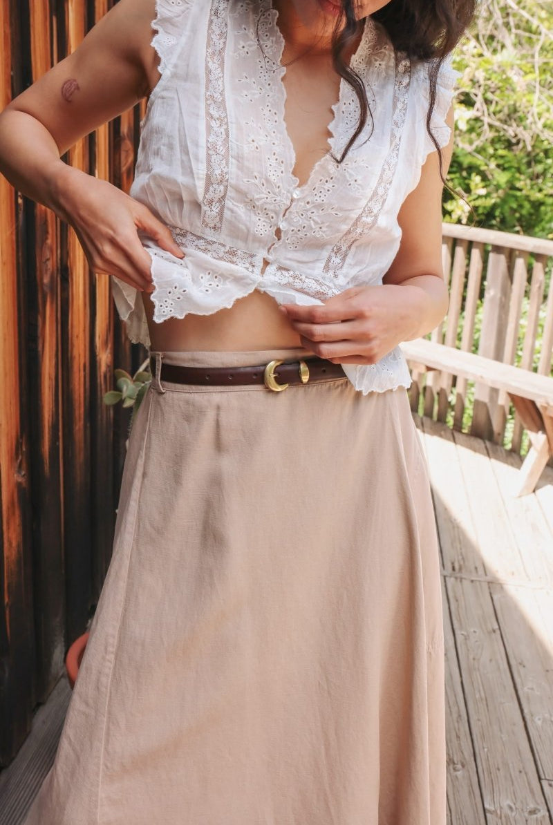 *NEW* Abla A - Line Wrap Skirt - Khaki - - OddBird Co.