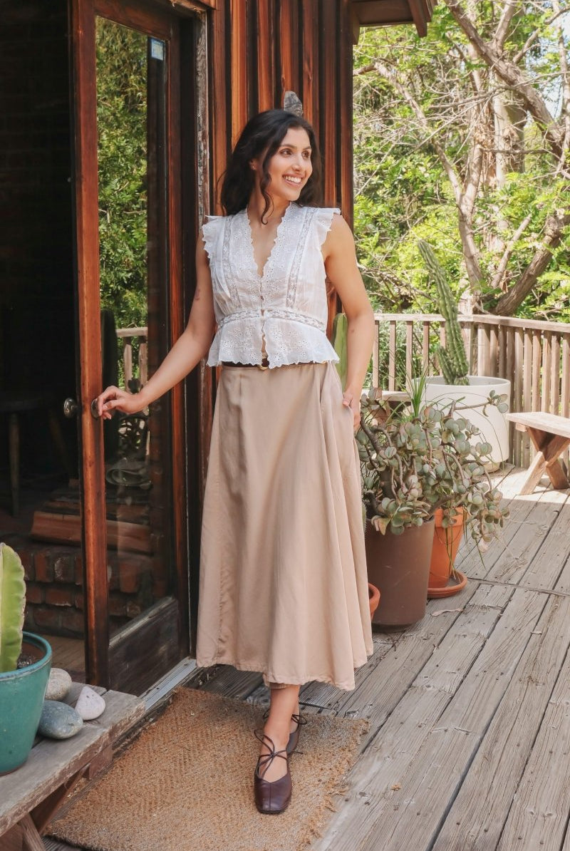 *NEW* Abla A - Line Wrap Skirt - Khaki - - OddBird Co.