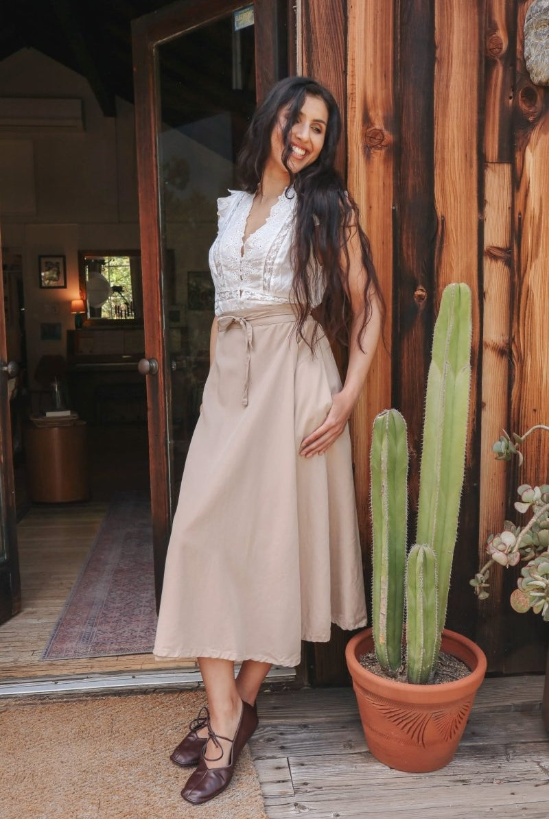 *NEW* Abla A - Line Wrap Skirt - Khaki - - OddBird Co.