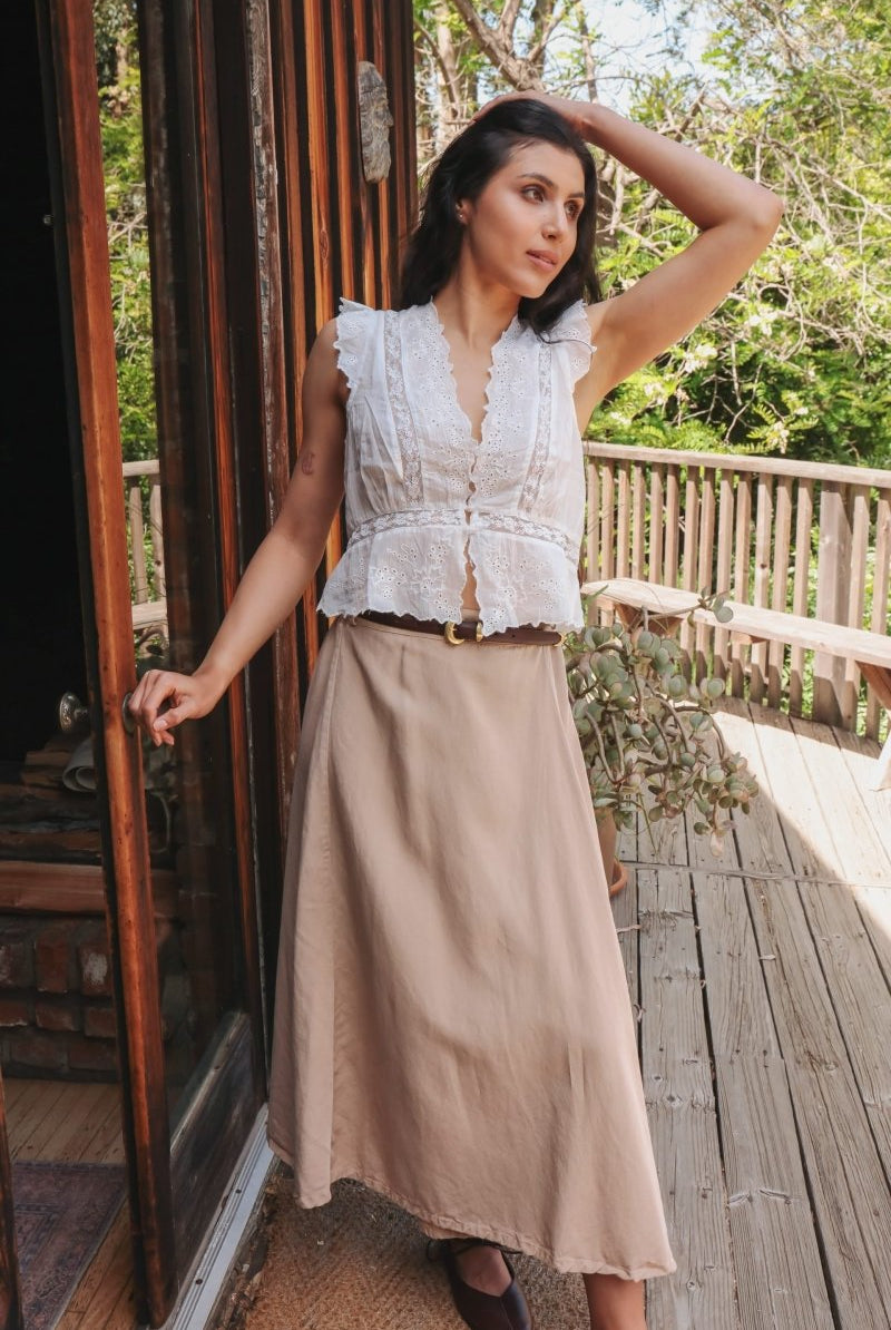 *NEW* Abla A - Line Wrap Skirt - Khaki - - OddBird Co.