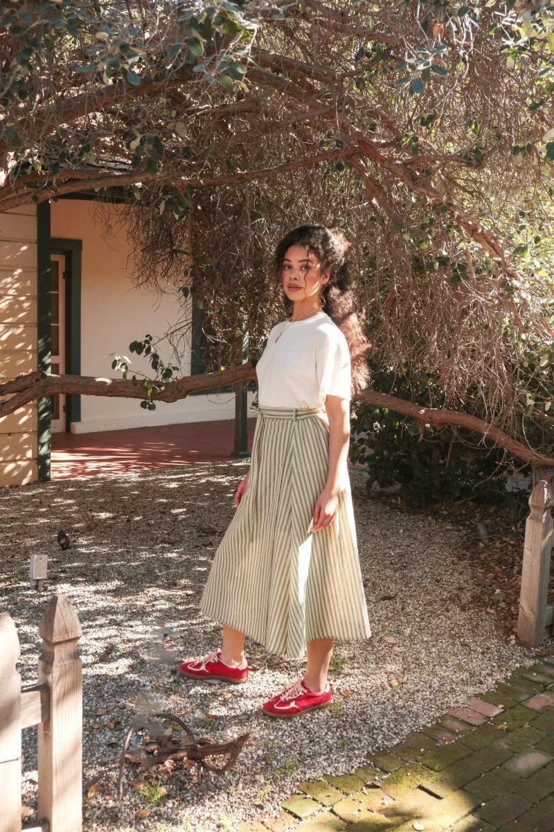 *NEW* Abla A - Line Wrap Skirt - Minted Stripe - KLEEMREMINTXSS - OddBird Co.