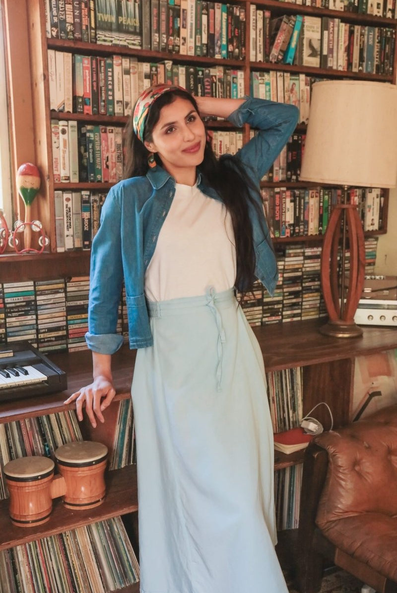 *NEW* Abla A - Line Wrap Skirt - Soft Blue - - OddBird Co.