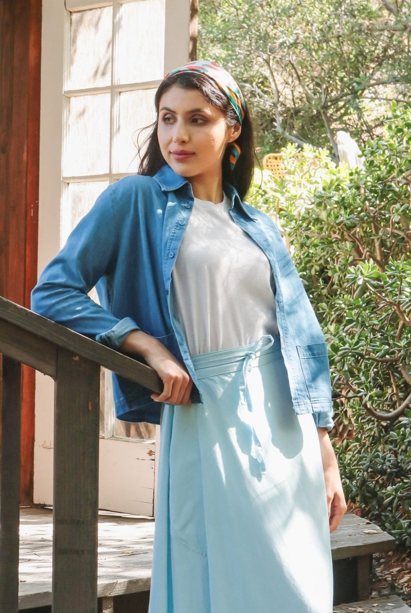 *NEW* Abla A - Line Wrap Skirt - Soft Blue - - OddBird Co.