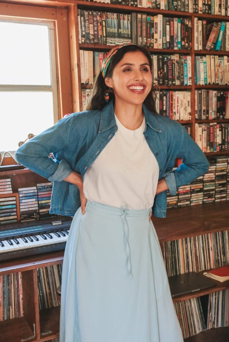 *NEW* Abla A - Line Wrap Skirt - Soft Blue - - OddBird Co.