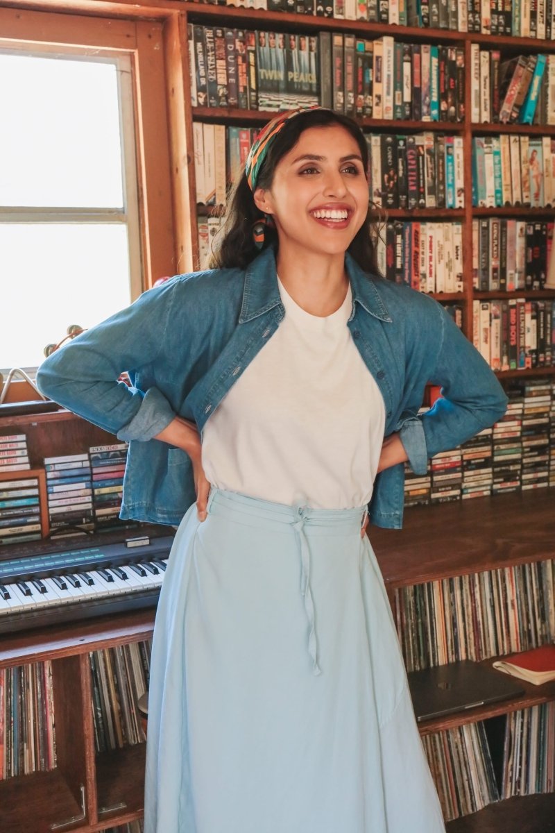 *NEW* Abla A - Line Wrap Skirt - Soft Blue - - OddBird Co.