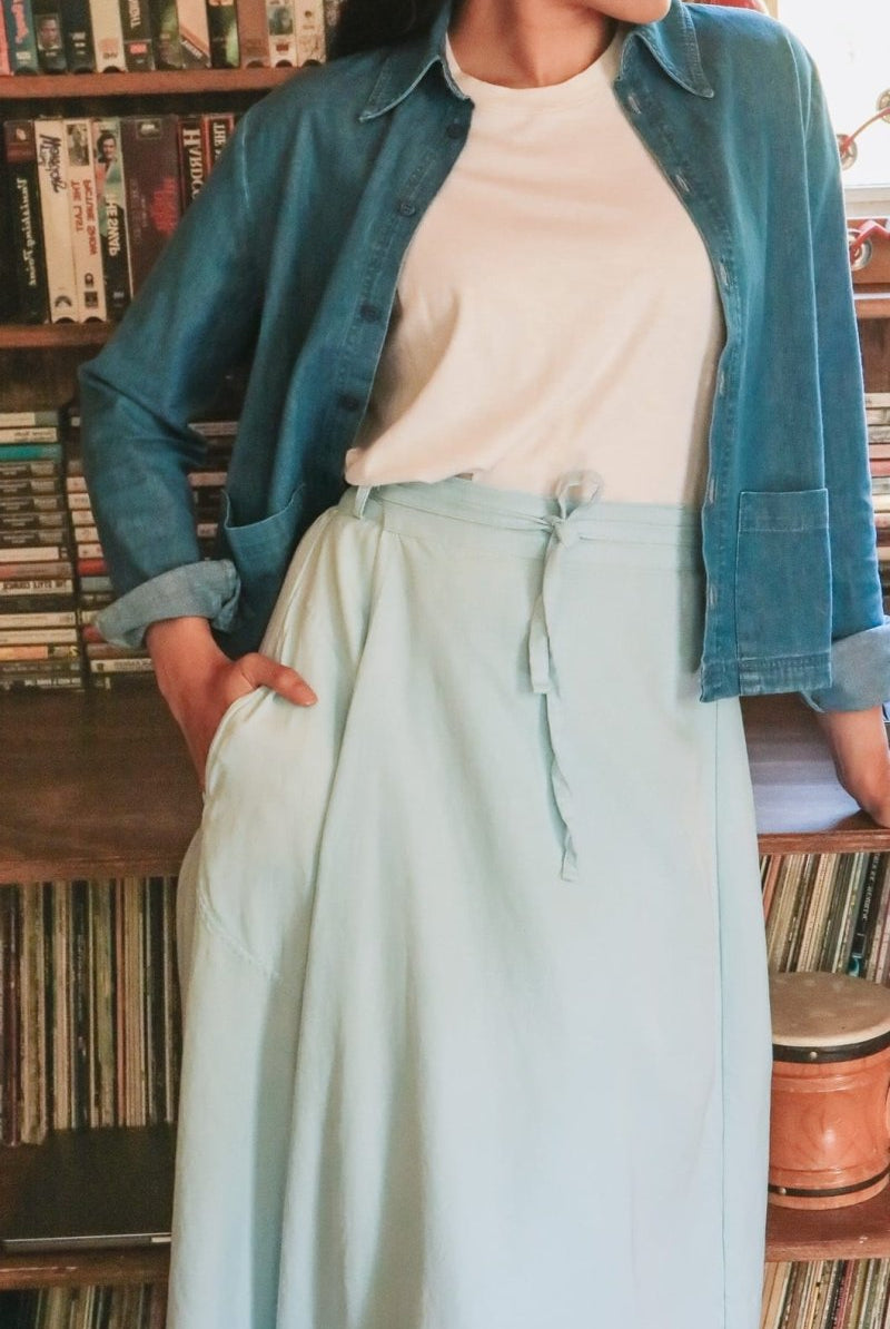 *NEW* Abla A - Line Wrap Skirt - Soft Blue - - OddBird Co.