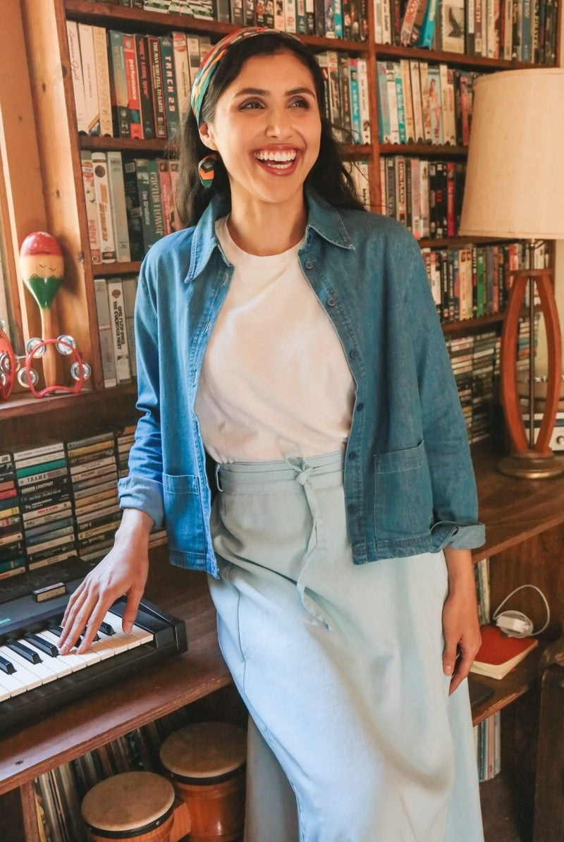 *NEW* Abla A - Line Wrap Skirt - Soft Blue - - OddBird Co.