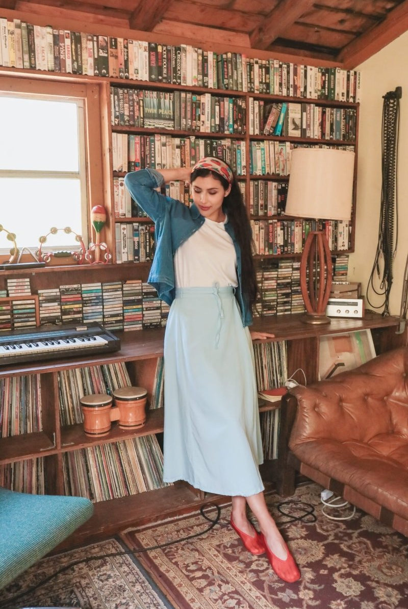 *NEW* Abla A - Line Wrap Skirt - Soft Blue - - OddBird Co.